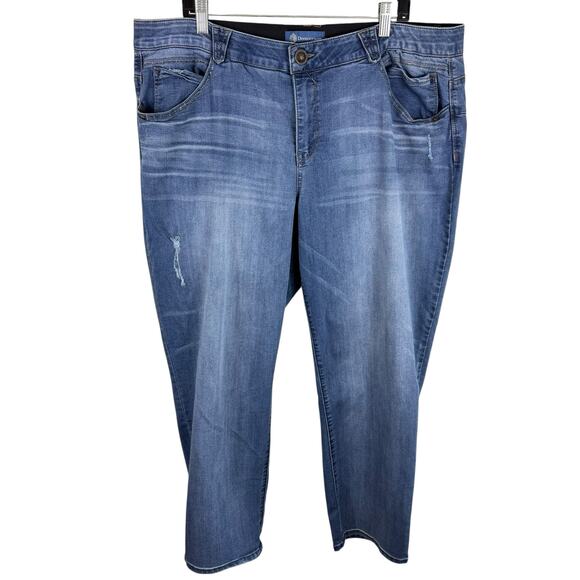 Democracy "Ab"solution Medium Wash Straight Leg High Rise Stretchy Jeans Sz 22W - Picture 1 of 8